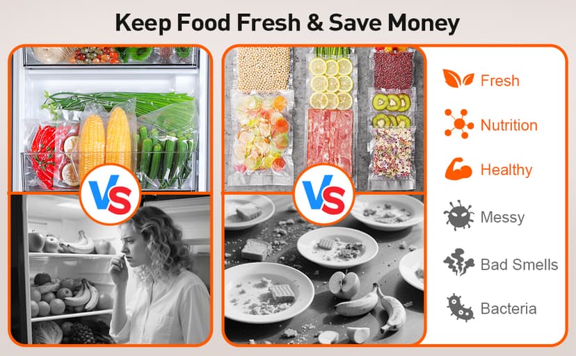 CEROBEAR Food Vacuum Sealer Machine, 75kpa Powerful Food Saver Vacuum Sealer Machine with Cutter, 6-in-1 Automatic Air Sealing for Food Storage, Sous Vide, Meat, Vegetables, Dry/Moist Modes