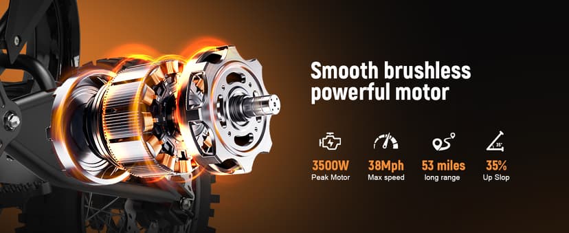 ESKUTE Electric Dirt Bike for Teens Adults, Mid-Drive Motor 3500W Peak, Electric Motorcycle 48V23Ah Battery, 53-Mile Range, 38mph, Hydraulic Nitrogen Dual Shock Absorbers