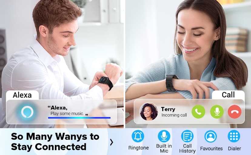 aeac Smart Watch for Men Women Android iPhone, Alexa Built-in Fitness Watch with 1.8" LCD Screen & Bluetooth Call (Make/Answer), Heart Rate/SpO2/Sleep Monitor, 100 Sports, IP68 Waterproof Smartwatch