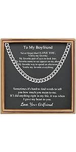 JoycuFF Mens Cuban Link Chain Necklace for Boyfriend Gold Silver Stainless Steel 6MM 10MM Hip Hop Anniversary Birthday Christmas Jewelry for Men