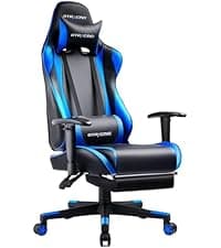 GTPLAYER Gaming Chair, Computer Chair with Footrest and Lumbar Support, Height Adjustable Game Chair with 360°-Swivel Seat and Headrest and for Office or Gaming (Snow White)