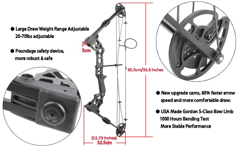 Archery Bowfishing Compound Bow Kit Ready to Fish Kit with Bowfishing Reel, Bow Fishing Arrows Right & Left Handed for Adult/Youth Fishing Hunting Target Shooting