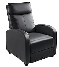 Homall Recliner Chair, Recliner Sofa PU Leather for Adults, Recliners Home Theater Seating with Lumbar Support, Reclining Sofa Chair for Living Room (Black, Leather)