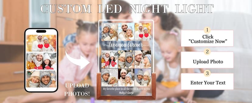 Ship Next Day, Customized Long Distance Friendship Gifts, Custom Friend Night Light, Christmas Anniversary Birthday Gifts Best Friend Birthday Gifts for Women, Custom Best Friend Photo Frame B0DP9GVTRX