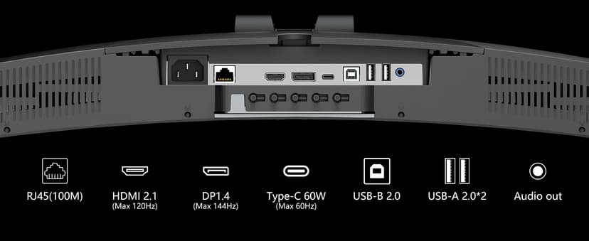 INNOCN 49" Curved Gaming Monitor 144Hz Ultrawide 32:9 WDFHD 3840 x 1080P, R1800, 99% sRGB, HDR400, USB Type C, DisplayPort, HDMI, Built-in Speakers, Height/Tilt Adjustable - 49C1G