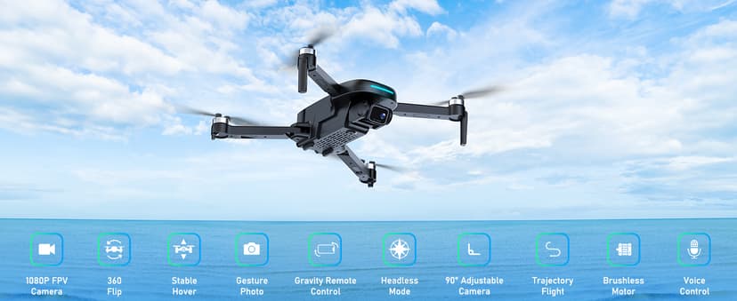 Mirason Drone with Camera, 1080P HD FPV Camera Drone with Brushless Motor, 2 Batteries, 360 Flips, Headless Mode, Gravity Control, 36 Mins Long Flight Foldable for Kids and Beginner