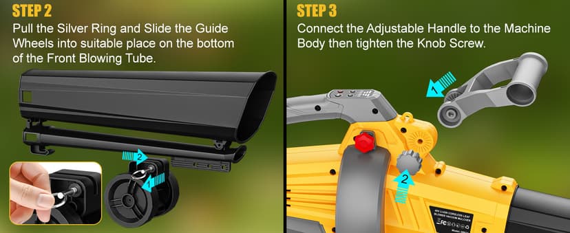 Cordless Leaf Blower Vacuum Mulcher Compatible for Dewalt 20V Battery(NO Battery), 3-in-1 Handheld Leaf Vacuum Mulcher with 40L Bag, 4 Variable Speeds with Turbo Modes for Yard Patio Driveway Cleanup