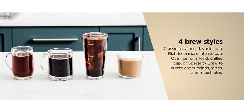 Ninja Pod & Grounds Specialty Single-Serve Coffee Maker, K-Cup Pod Compatible, Brews Grounds, Compact Design, Built-In Milk Frother, 56-oz. Reservoir, 6-oz. Cup to 24-oz. Mug Sizes, Stone, PB051ST