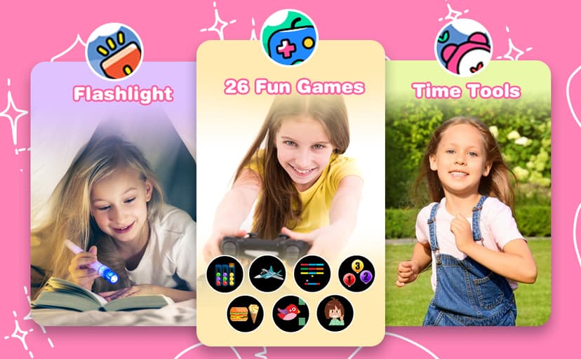 Kids Smart Watch Gift for Girls Age 5-12, 26 Games HD Touch Screen Watches with Video Camera Music Player Pedometer Flashlight 12/24 hr Educational Toys Birthday Gifts for Girls Ages 7 8 9 10