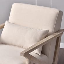 INZOY Mid Century Modern Chair with Wood Frame, Upholstered Armchair with Waist Cushion, Accent Chair for Living Room Bedroom Apartment, Easy Assembly, Beige