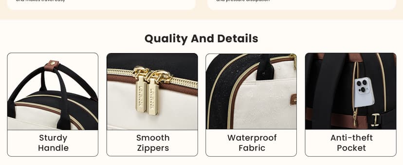 LOVEVOOK Laptop Backpack for Women with Giant Tumbler Holder Pocket, 15.6 inch Travel Work Backpack Purse for Teacher Nurse, Waterproof College Book Bag Cute Casual Daypack, Beige-Black-Brown