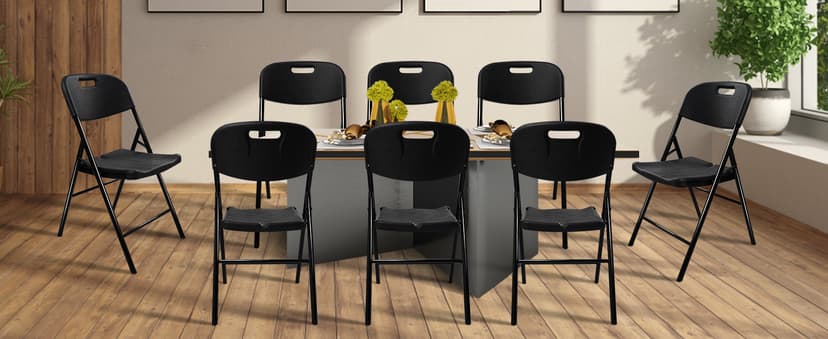 6 Pack Folding Chair, 600 lb Weight Capacity,Indoor/Outdoor Heavy Duty Foldable Chairs for Restaurants, Kitchens, Picnics, Races, Parties & Weddings. (6, Black)