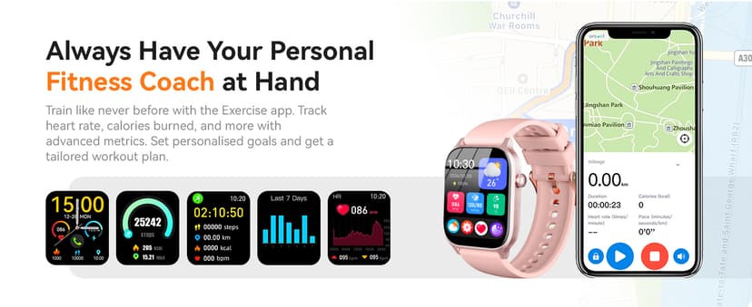 Smart Watches for Women Men, Fitness Tracker Watch with 110 Sports Modes, Step Counter/Sleep Monitor/Pedometer, IP68 Waterproof, Bluetooth Call & Music Control Smartwatch for iPhone/Android