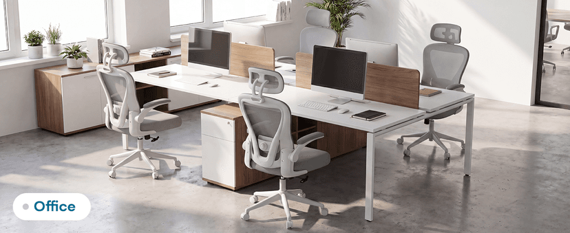 SeekFancy Ergonomic Office Chair M903, Computer Desk Chair with Wheels, High Back Mesh Office Chair with Adjustable Lumbar Support, Headrest, Flip-Up Armrests, White Grey