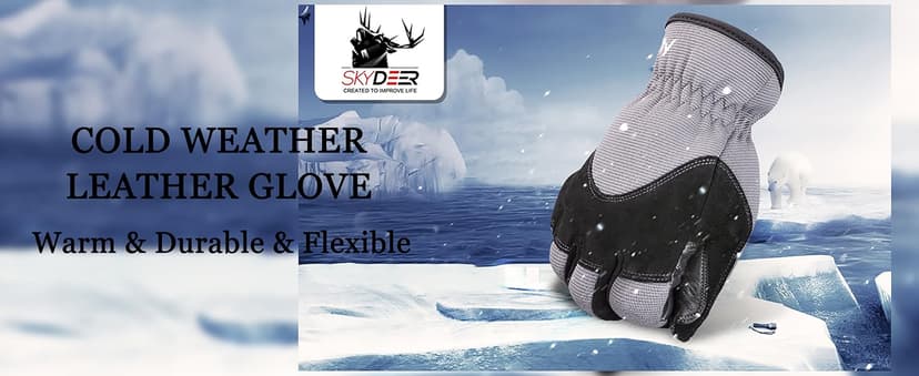 SKYDEER Super Soft and Warm Winter Gloves with Deersplit Leather Suede and 3M Thinsulate Insulation for Cold Weather SD5176T