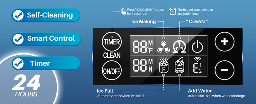 ICEPURE 15“ Under Counter Ice Maker, Built-in/Commercial Ice Machine with Drain Pump, 90 Lbs/24H, Auto-Cleaning, 24H Timer, 26Lbs Storage, Stainless Steel, Perfect for Commercial & Home