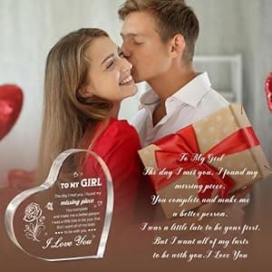 Gifts for Girlfriend, Girlfriend Birthday Gifts Ideas, To My Girl Heart Shaped Acrylic Block, I Love You Presents for Her, Valentines Day Christmas Idea for Her GF Wife