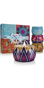 Scented Candles Gift Set, 8% Essential Oil, 4 Pack Aromatherapy Candle, Stress Relief Gifts for Women,120H Burning, Candles for Home Scented, Ideal for Birthday, Christmas, Thanksgiving, Mother's Day