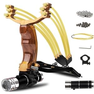 COOY Slingshot,Wrist Sling Rocket Professional Hunting Slingshot with Heavy Duty Launching Bands, High Velocity Catapult …
