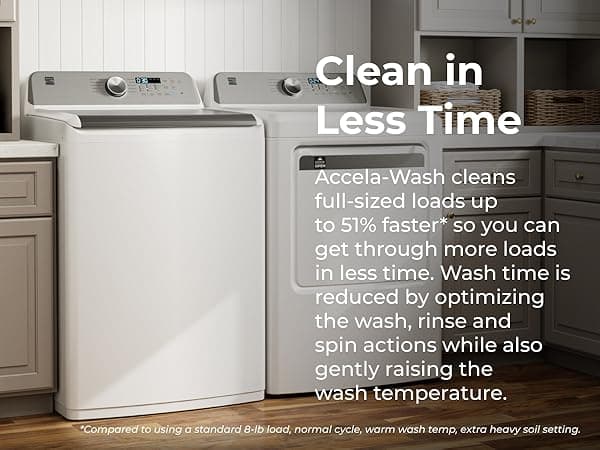 Kenmore 4.4 cu. ft. Top Load Washer with Triple Action Agitator for Tough Dirt & Stains - Reduce Laundry Time with Accela Wash & Express Wash - LED - White