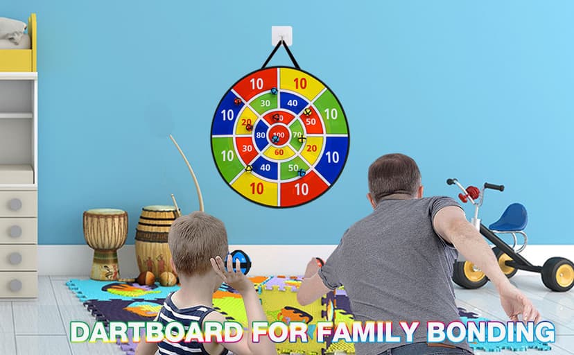 Dart Board Games for Kids Ages 3-12, Sticky Dart Board with 12 Balls & 12 Darts, Indoor Outdoor Toys for Boys, Party Birthday Gifts