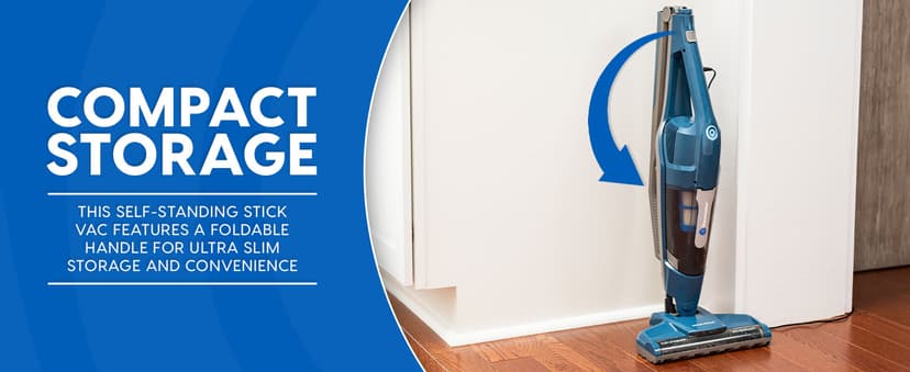 Vacmaster Portable 10.8V 2-in-1 Cordless Stick Lightweight Vacuum Cleaner with 2-Speed Power Control and LED Headlight for Hardwood Floor, Carpet & Pet Hair, Blue