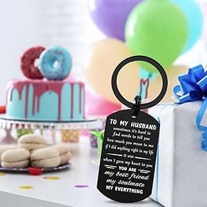ENGZHI Love My Husband Keychain - Husband Birthday Gift Ideas - Mens Christmas Anniversary Keychain Gifts for Him, Valentines