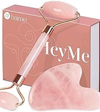 BAIMEI IcyMe Ice Roller for Face and Gua Sha Facial Tool Set, Ice Face Roller Reduces Puffiness Relieves Migraines Skin Care Tools, Self Care Gift for Women - Pink