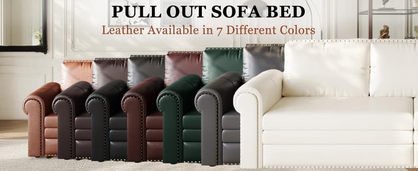 LuxyHoom 93.7" King Size Sleeper Sofa Bed, Pull Out Sofa Bed, Faux Leather Upholstery, 3 in 1 Convertible Sleeper Couch, Chaise Lounge, Retro Recliner for Living Room, Office, Apartment, Dark Brown