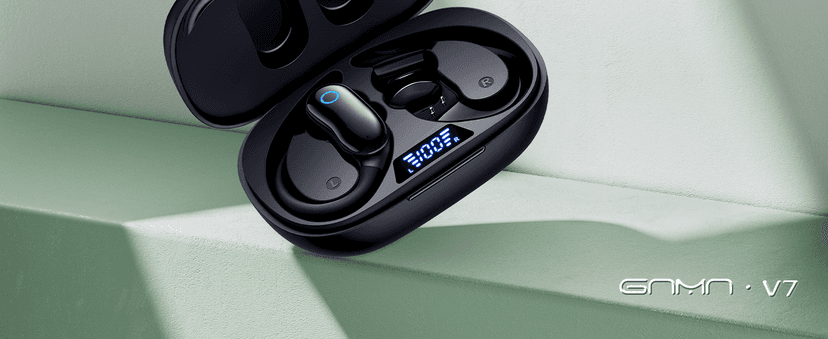 GNMN Active Noise Cancelling Ear Buds Wireless Earbuds 96hrs Playback Bluetooth Headphones Dual Battery Display Stereo Bass Earphones with Earhooks Microphone IPX7 Waterproof for Sports/Workout