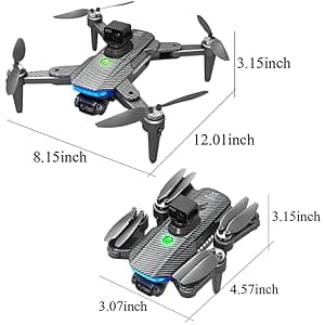Lozenge Drones 360° Obstacle Avoidance Brushless Drones with Camera for Adults 4K GPS Smart Follow Auto Return Long Battery Life Quadcopter Big Size L900 HJ90 3 Battery Black Carbon Fiber Pattern