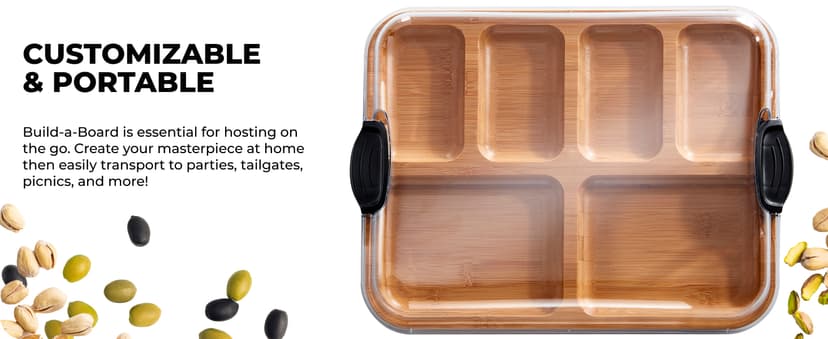 Farberware Bamboo Cutting Board with Clear Locking Lid, 11x14 Inch Charcuterie Board with Handles - Reversible Serving Board for Cheese, Meats, Snacks and More B0D2RRK7CS