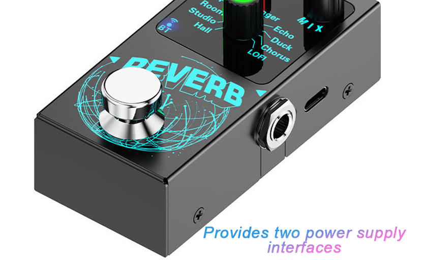 Mini Reverb Guitar Pedal, Verb Square Digital Reverb 9 Modes Room, Hall, Chorus, Duck, Plate, Studio, Echo, LOFI with True Bypass Aluminium alloy case (Black Reverb)