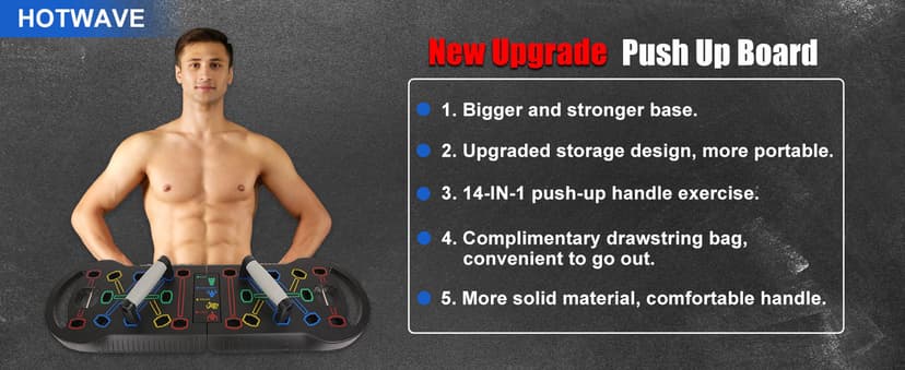 HOTWAVE Push Up Board Fitness, Portable Foldable 20 in 1 Push Up Bar at Home Gym, Pushup Handles for Floor. Professional Strength Training Equipment For Man and Women,Patent Pending