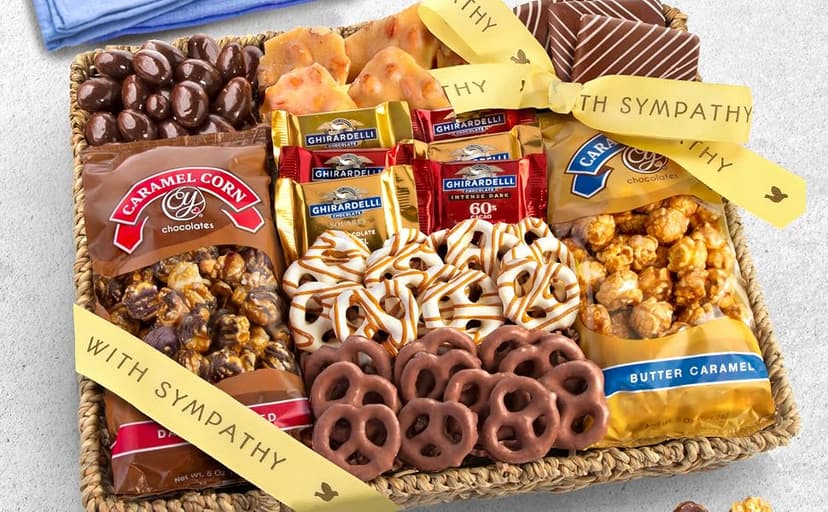 A Gift Inside Sympathy Gift Basket, Chocolate Gift Basket with Gourmet Chocolates, Sweet Treats & Snacks, Thinking of You Gift for Friends, Family & Coworkers B084XVVPQL
