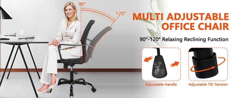 CLATINA Ergonomic Rolling Mesh Desk Chair with Executive Lumbar Support and Adjustable Swivel Design for Home Office Computer Black 8 Pack