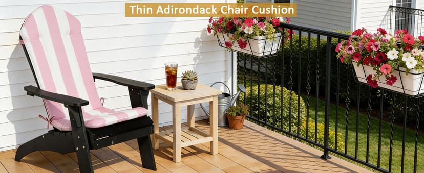 COZYVIDA 50"x20" Adirondack Chair Cushions Set of 2,Outdoor Rocking Chair Cushions high Back,Water-Resistant,UV-Resistant 1000+ Hrs, with Adjustable Straps,Pink White Stripe