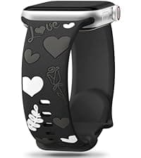 Witzon Floral Band Compatible with Apple Watch Bands For Women 40mm 41mm 38mm 42mm 44mm 45mm 46mm 49mm, Engraved Cute Flower Silicone Dressy Strap for iWatch Series 11 10 9 8 7 6 5 4 3 2 SE Ultra