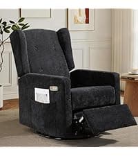 Home Office Desk Chair with Armrests & Wheels, Modern Walnut Swivel Rolling Executive Task Chair, Height Adjustable Ergonomic Computer Chair, Black Fabric