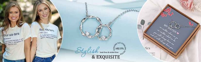 Sister Gifts from Sister, Sterling Silver Interlocking Infinity 2 Circles Necklace for Sisters, Big Sister Little Sister Gift, Birthday Jewelry Friendship Gifts