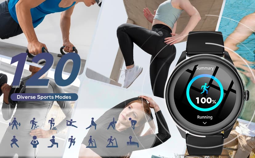 DIVOAZBVO DIVOAZBVO Smart Watches for Women Men, 1.39" HD IPS Touchscreen Smartwatch with 120 Sports Modes, Heart Rate/Sleep Monitor, IP67 Waterproof, Bluetooth Call & Music Control for iPhone/Android (Black)