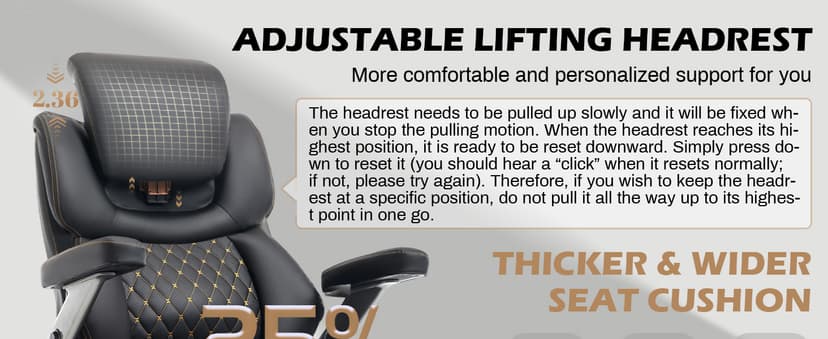 Oversized Big and Tall Office Chair 750lbs with Adjustable Headrest & Lumbar Airbag, Large Executive Chair with 5D Flip Arms, Heavy Duty Metal Base Chair with Hollow Casters & Thick Spring Seat, Black
