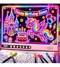 8 Colors, 8 Modes, 15 Light Effects with Music & Blue-Tooth, Doodle Neon Glow Pad Toys Gift for Girls/Boys/Kids 16" Rechargeable LED Drawing Board, Kids Birthday Christmas Gift B0GT9HHRJJ