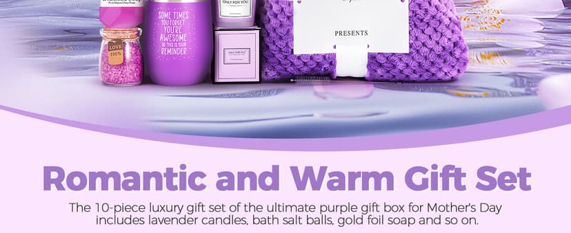 Birthday Gifts for Women, Self Care Gifts Get Well Soon Gifts,Lavender Spa Flannel Blanket Gift Set, Gift For Female Friend, Mom, Wife, Girlfriend, Sister, Teacher's Day Gift Her Birthday Gift