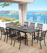 MFSTUDIO Outdoor Dining Set for 4, Patio Table and Chairs Set with Umbrella Hole, Metal Patio Furniture Set for Patio, Deck, Yard, Porch