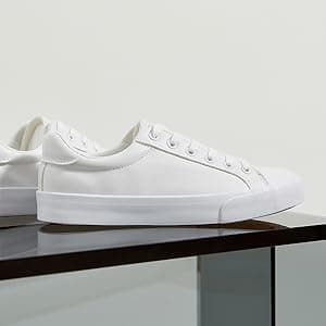 SERNIAL Womens White Tennis Shoes PU Leather Sneakers Casual Walking Shoes for Women