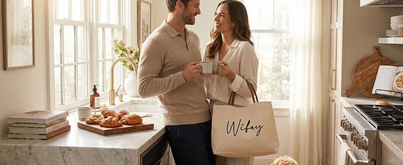Engagement Gift for Bride, Wifey, Bachelorette Party Favors, Honeymoon, Wedding Essentials Bag with Leather Handle & Pocket Bridal Shower Gifts Bride Tote Bag for Bride to Be, Future Mrs B0GTV3F3QJ