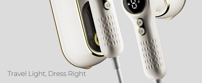 NIASSO Portable Travel Steamer, 1200W Handheld Fabric Steamer for Clothes, 4 Modes with LCD Display, Powerful Wrinkle Remover for Home & Travel, 150ml Water Tank, 10S Fast Heat-Up, 180° Swivel Handle