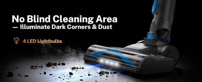 DEVOAC N300 Cordless Vacuum Cleaner, 6 in 1 Lightweight Stick Vacuum, 2200mAh Battery Up to 40mins Runtime, Powerful Handheld Vacuum for Hard Floor Rug Pet Hair Home Dorm (Blue)