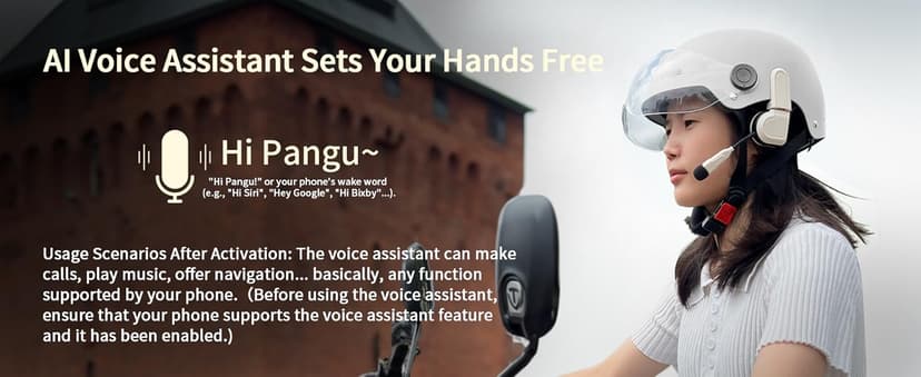 Half Face Motorcycle Helmet Headset, Wireless Bluetooth Headphone for Cycling IPX6 Waterproof AI Voice Assistant Magnetic Install 2 Speaker NO Intercom Function